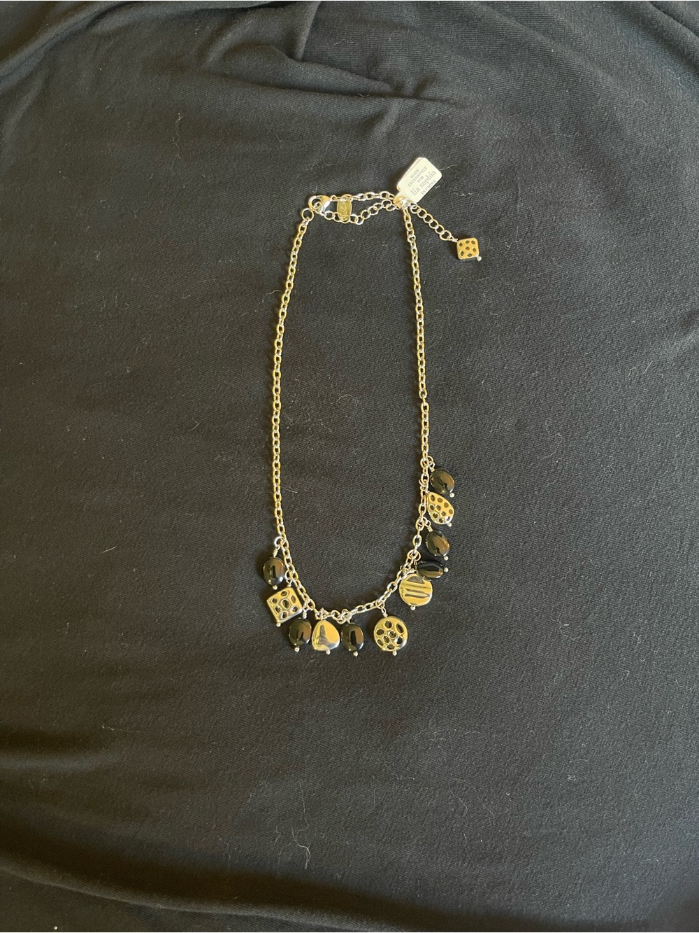 Lia Sophia Gold-Tone Necklace with Black Bead and Charm Accents